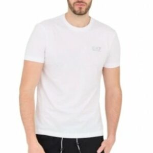 T-shirt homme EA7 blanc avec petit logo L gris