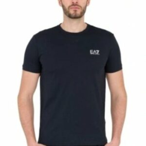 T-shirt homme EA7 bleu marine avec petit logo L blanc